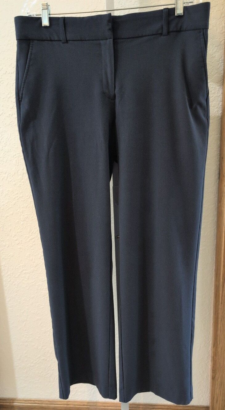 Women's Navy Blue Dress Career Pant Briggs Size 12 Straight Leg Stretch Waist